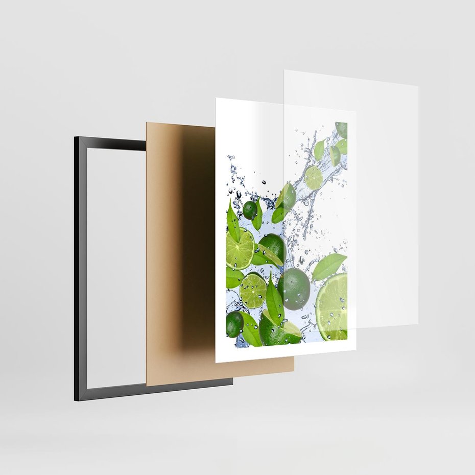 Plakat w ramie 50x70 - Cytrusowa Świeżość - limonki, cytryny - rama czarna