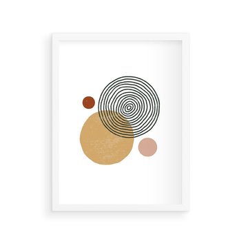 Plakat w ramie 40x50 - Wewnętrzne Formy - koła okręgi, abstrakcyjna nowoczesna sztuka - rama biała