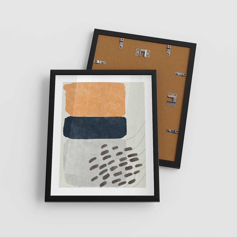 Plakat w ramie 40x50 - Impulsy Podróżnych Marzeń - geometryczne elementy, stonowane kolory - rama czarna