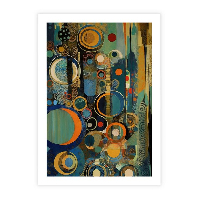 Plakat bez ramy 21x30 - Wibracje Wymyślnych Form - abstrakcyjny obraz, mnogość kolorów