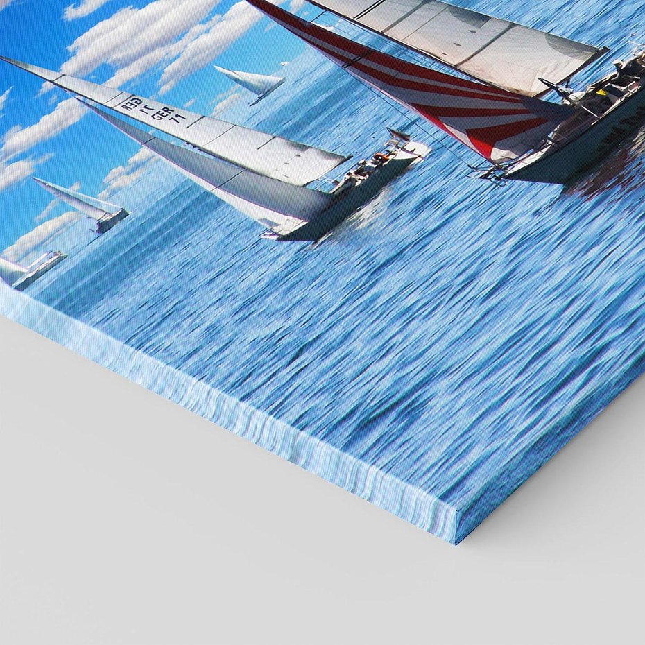 Obraz na płótnie 70x50 - Łódki na morzu i niebo - łódki, morze