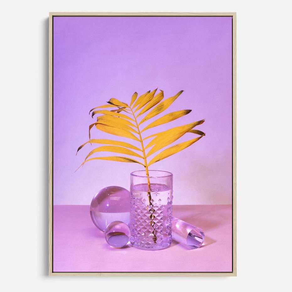 Obraz w ramie 50x70 - Minimalizm i Urok Natury - liście, pastele - rama drewno