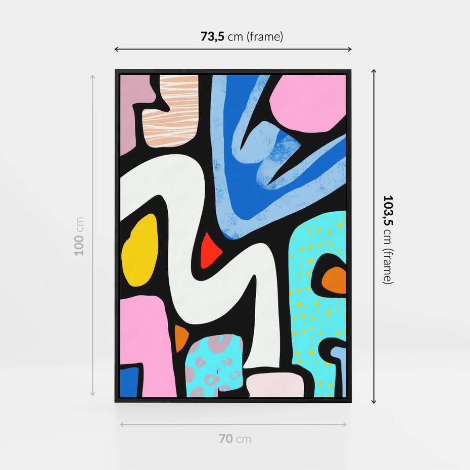 Obraz w ramie 70x100 - Komiksowe Formy - abstrakcyjne formy, komiksowy styl - rama czarna