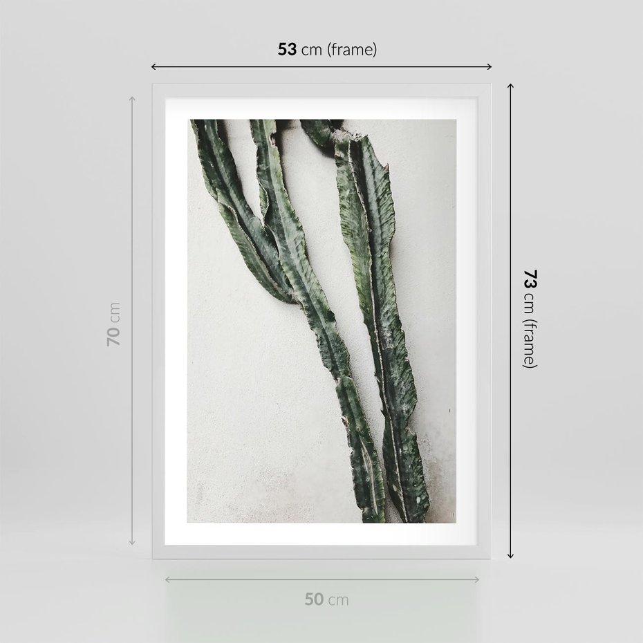 Plakat w ramie 50x70 - Zielona Roślina z Liśćmi - zielona roślina, liście - rama biała