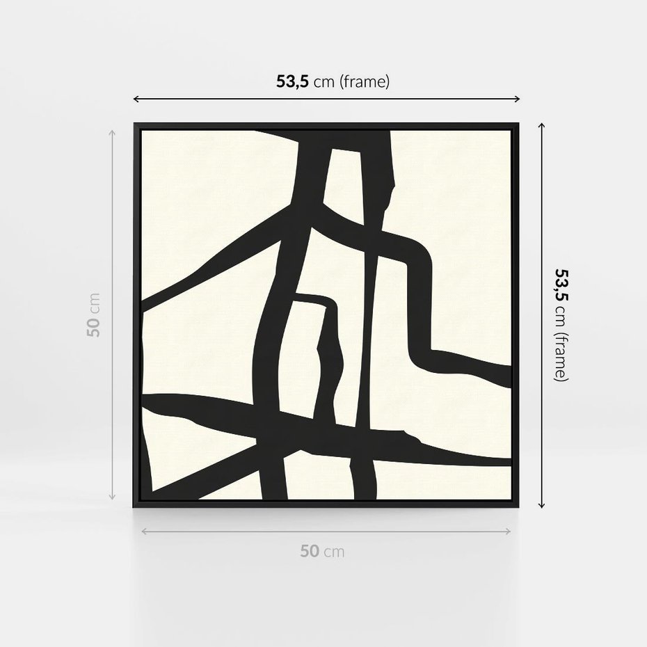 Obraz w ramie 50x50 - Impresje Wymiaru - linie, abstrakcja - rama czarna