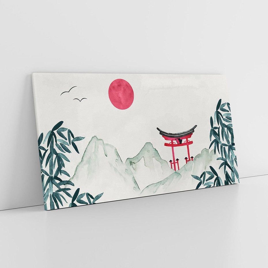 Obraz na płótnie 120x60 - Słońce nad Górami - japoński krajobraz, góry