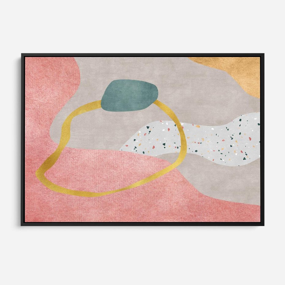 Obraz w ramie 100x70 - Ekspresja w ruchu pędzla - abstrakcja, połączenie kształtów - rama czarna