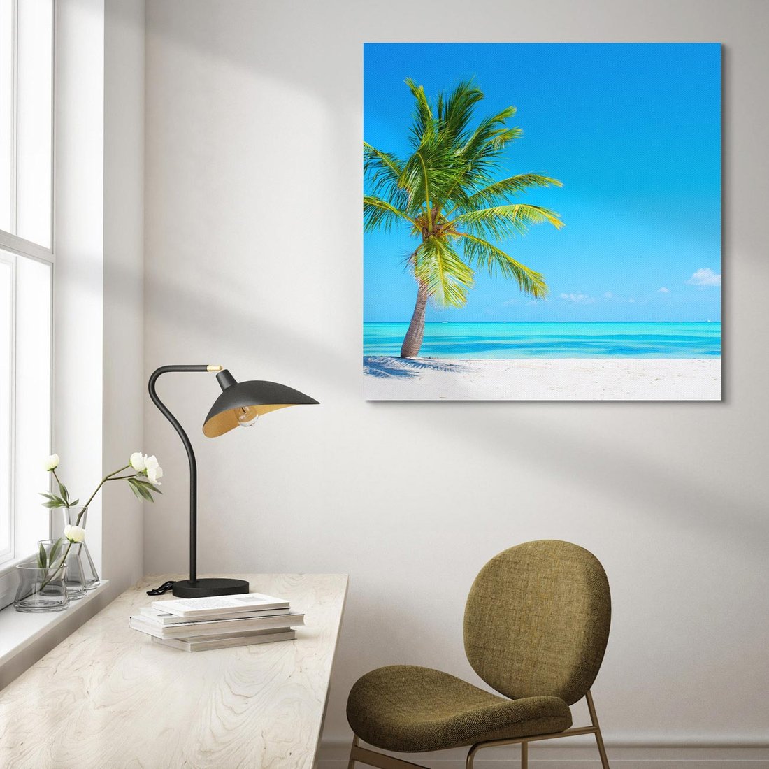 Obraz na płótnie 50x50 - Rajska Plaża na Karaibach - Karaiby, plaża