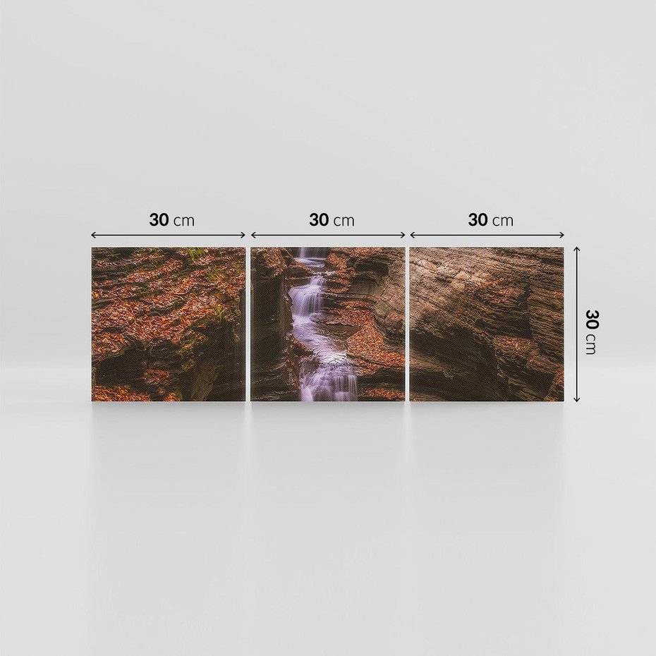 Obraz na płótnie 90x30 - Barwna Harmonia - strumień, las