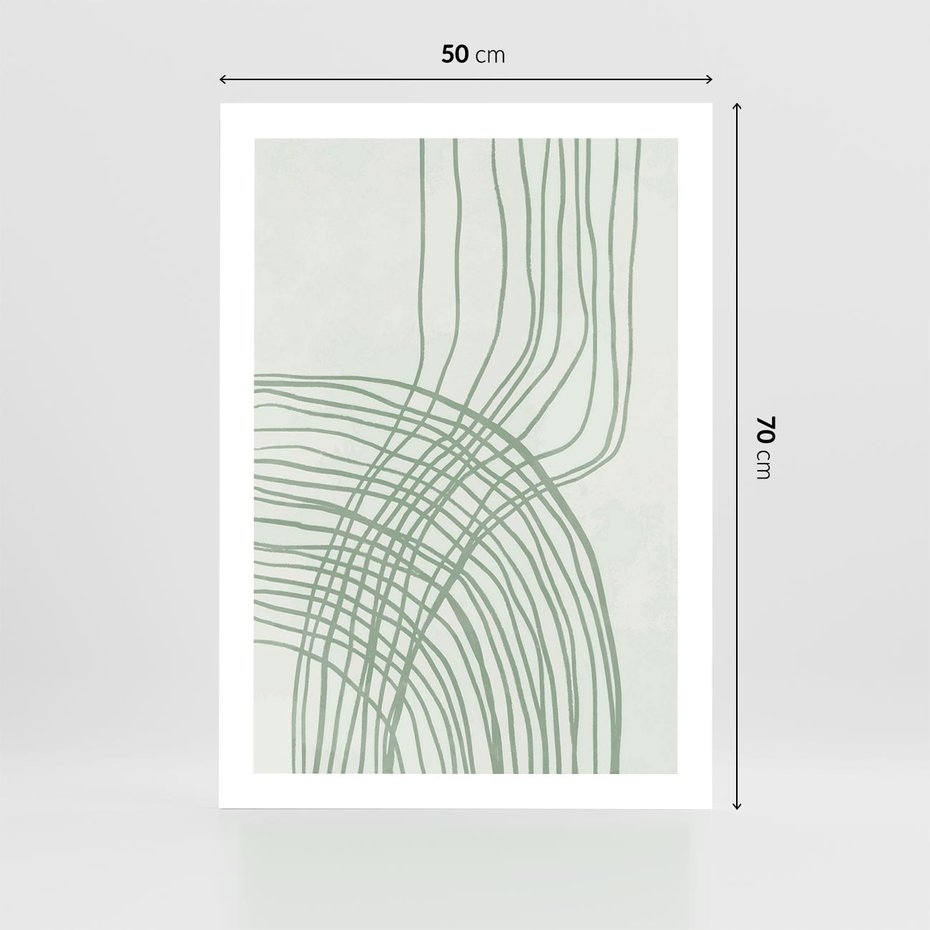 Plakat bez ramy 50x70 - Migotliwa Spokojna Zieleń - zielony plakat, abstrakcyjne splątane linie