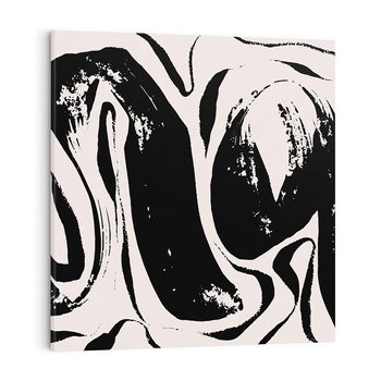 Obraz na płótnie 50x50 - Wibracje w ciemnościach duszy - czarno biała abstrakcja, nieregularne rozmyte linie