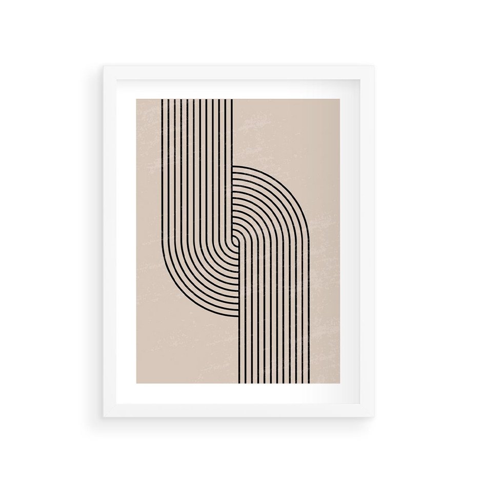 Plakat w ramie 30x40 - Puls Abstrakcji - abstrakcyjne linie, geometria - rama biała