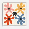 Obraz w ramie 50x50 - Taniec Akwareli - abstrakcyjne wielokolorowe kwiaty, minimalizm - rama biała
