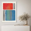 Obraz w ramie 80x120 - Kolorowe Spektrum - kolorowa geometria, prostokąty w intensywnych kształtach i czarne kreski - rama biała