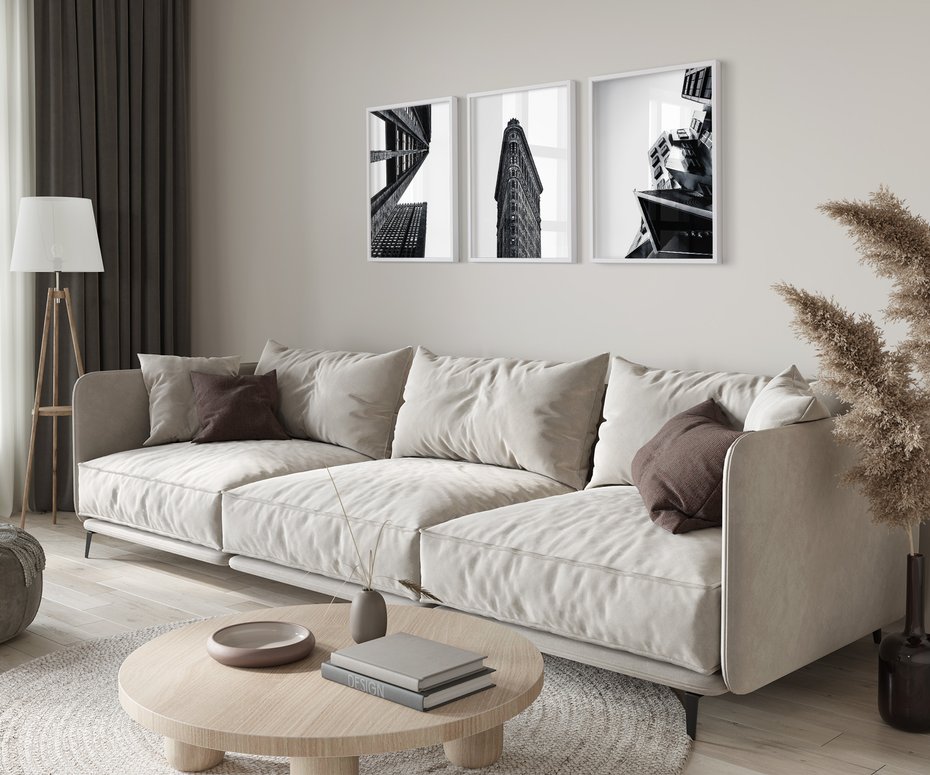 Zestaw obrazy w ramie 30x40 galeria - Architektura, budynki, czarno, biały - rama biała