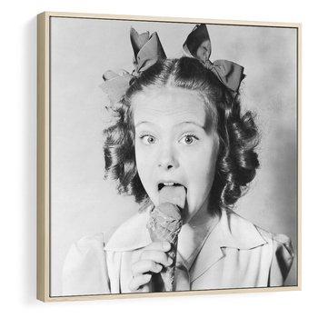 Obraz w ramie 50x50 - Pyszny Deser - retro zdjęcie, czarno białe - rama drewno