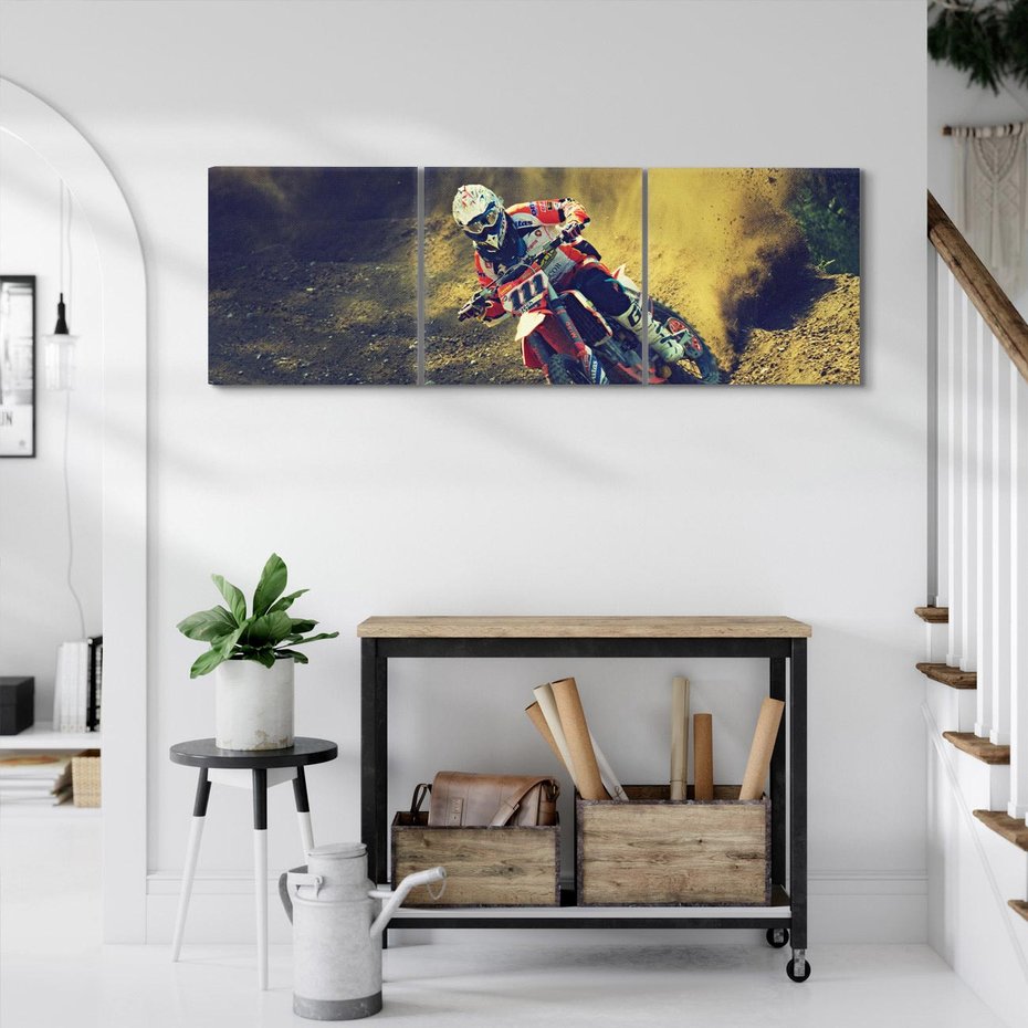 Obraz na płótnie 150x50 - Ekscytujące Skoki na Crossowym Motocyklu - cross, motocykl