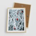 Plakat w ramie 50x70 - Zima na Gałęziach - zima, oszronione gałęzie - rama drewno