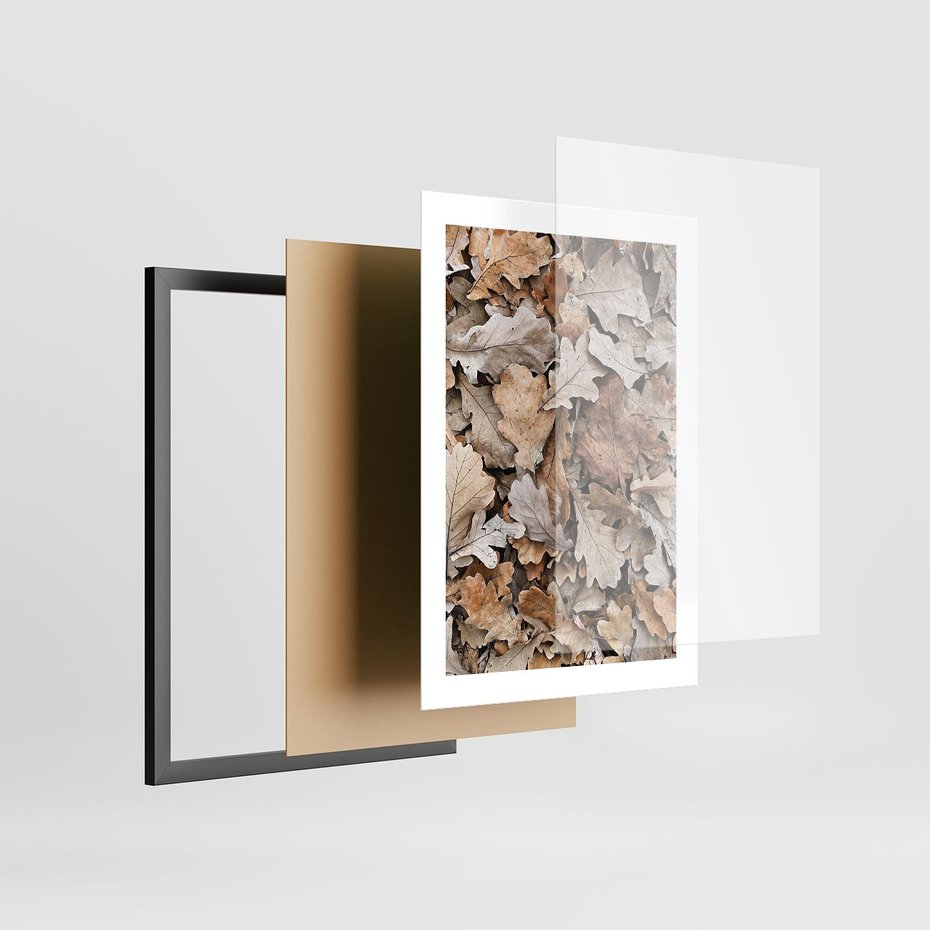Plakat w ramie 30x40 - Nostalgiczny Pejzaż - suche liście, jesień - rama czarna