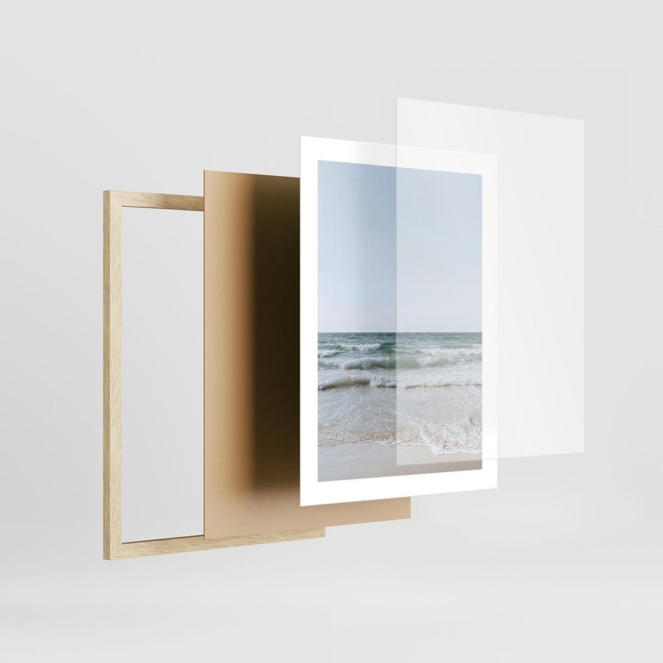 Plakat w ramie 30x40 - Spokój nad Brzegiem - plaża, morze - rama drewno