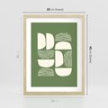 Plakat w ramie 30x40 - Migotliwe Formy - geometryczne boho kształty na brązowym, oliwkowym tle - rama drewno