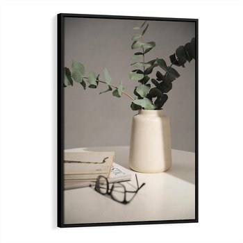 Obraz w ramie 50x70 - Eukaliptusowe liście w okularach - liście, eukaliptus - rama czarna