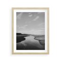 Plakat w ramie 40x50 - Nadmorska Melodia - czarno białe zdjęcie, plaża - rama drewno