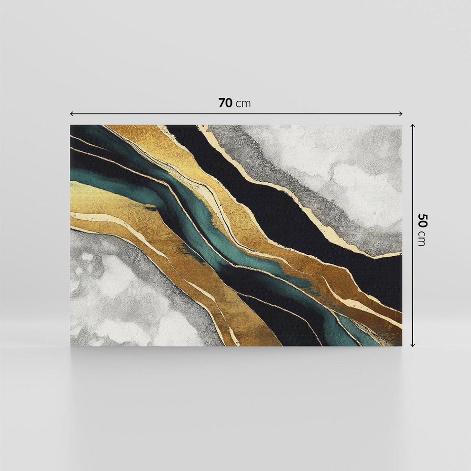 Obraz na płótnie 70x50 - Refrakcje płynącej rzeczywistości - jak marmurowa rzeka, linie złota
