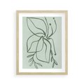 Plakat w ramie 40x50 - Energetyczne Odrodzenie Natury - abstrakcyjne delikatne zielone linie, podobne do gałęzi kwiatów - rama drewno