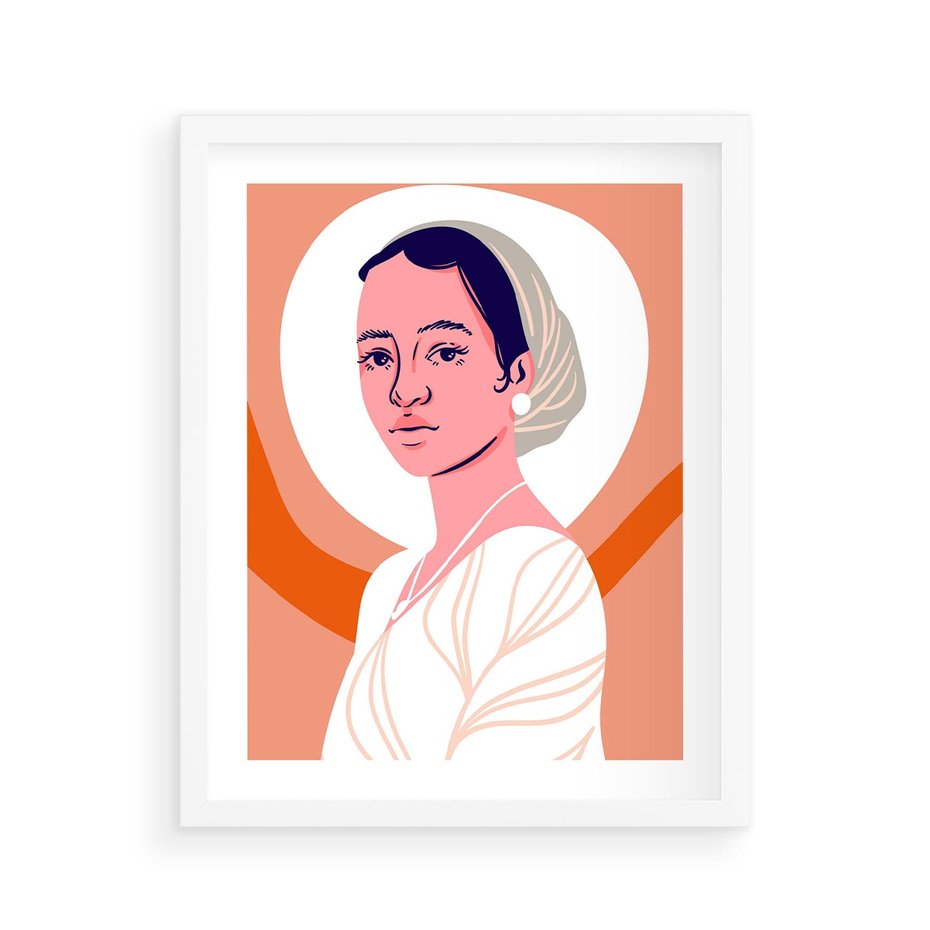 Plakat w ramie 40x50 - Kobieca Harmonia - nowoczesny plakat, styl retro - rama biała