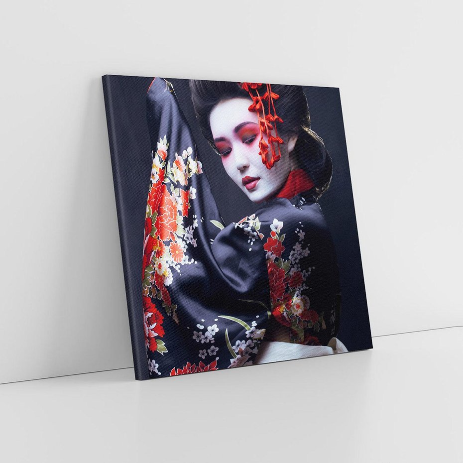 Obraz na płótnie 40x40 - Elegancka japońska gejsza - japońska, gejsza