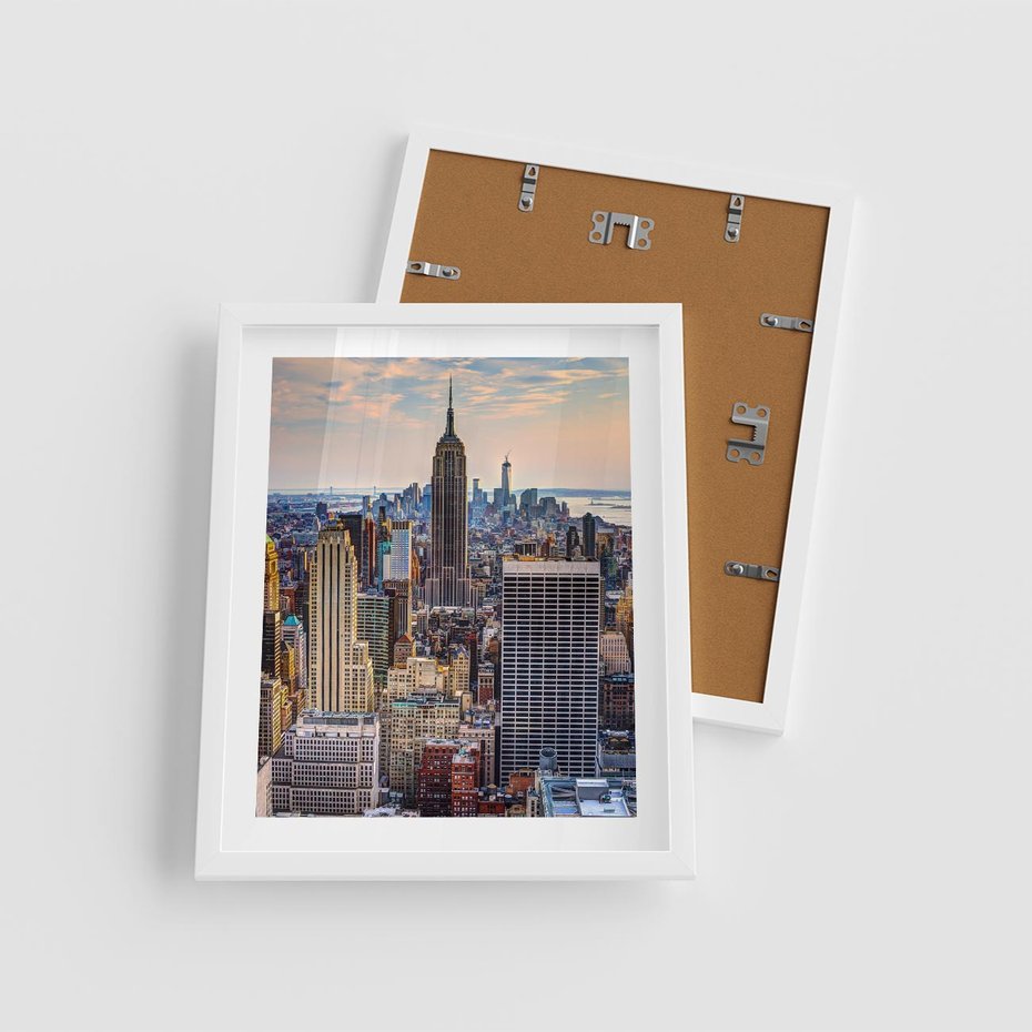 Plakat w ramie 40x50 - Manhattan - Wieżowce Nowego Jorku - Manhattan, Nowy Jork - rama biała