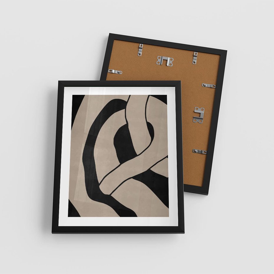 Plakat w ramie 40x50 - Obce Wariacje - abstrakcyjne linie, mroczny plakat - rama czarna