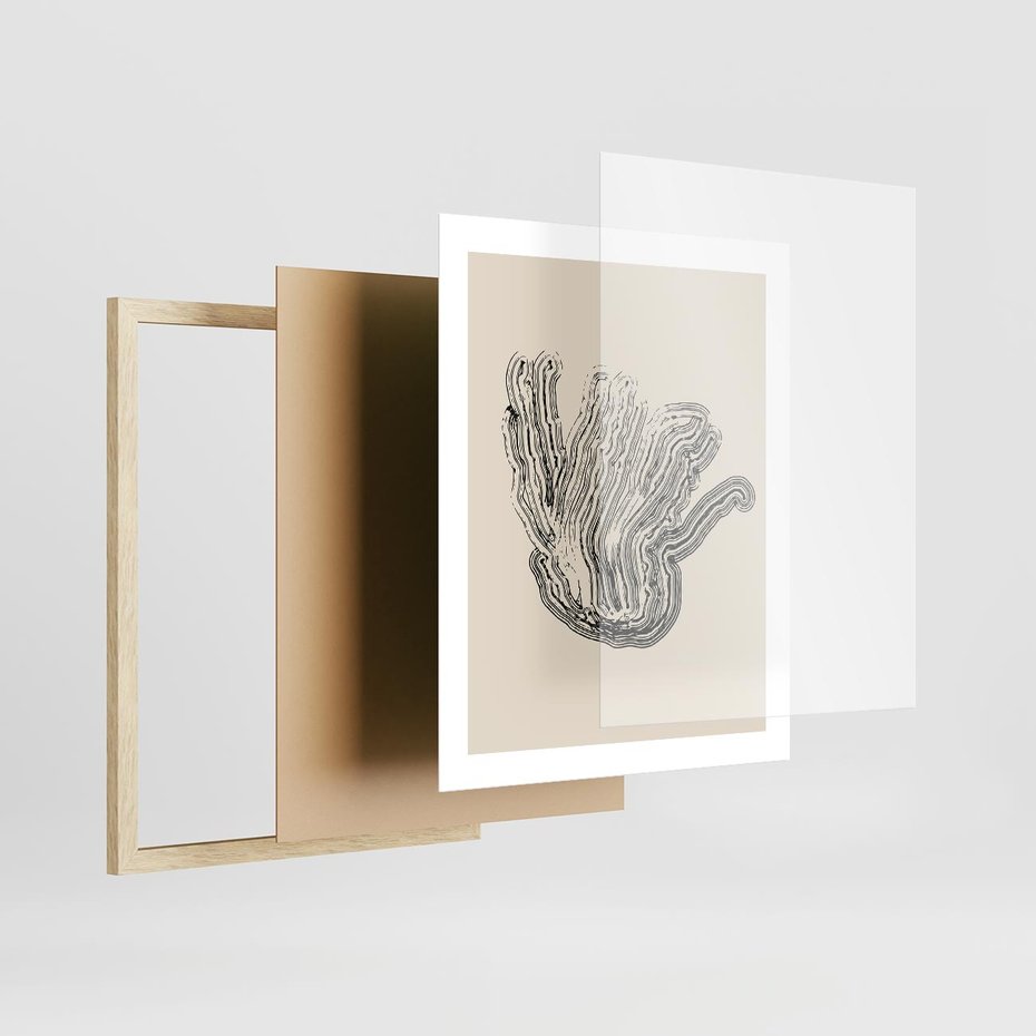 Plakat w ramie 40x50 - Abstrakcyjne Odbicie - abstrakcyjne odbicie, biało czarny - rama drewno
