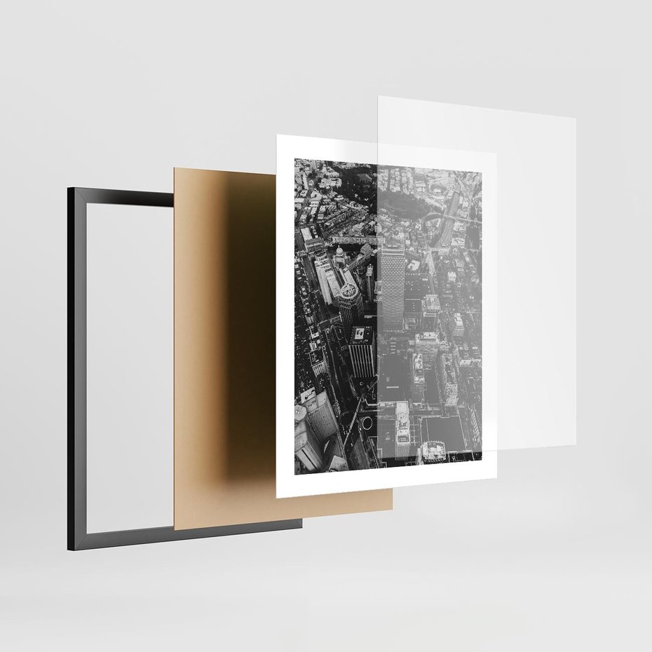 Plakat w ramie 40x50 - Kontrastujące miasto - miasto, biało - rama czarna