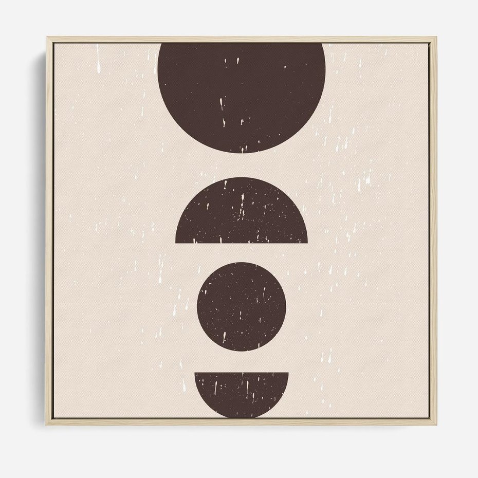 Obraz w ramie 80x80 - Migocące Granice - mid century styl, nowoczesna grafika - rama drewno