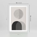 Plakat w ramie 50x70 - Przenikająca Rzeczywistość - abstrakcyjna kompozycja, okręgi i półokręgi - rama biała