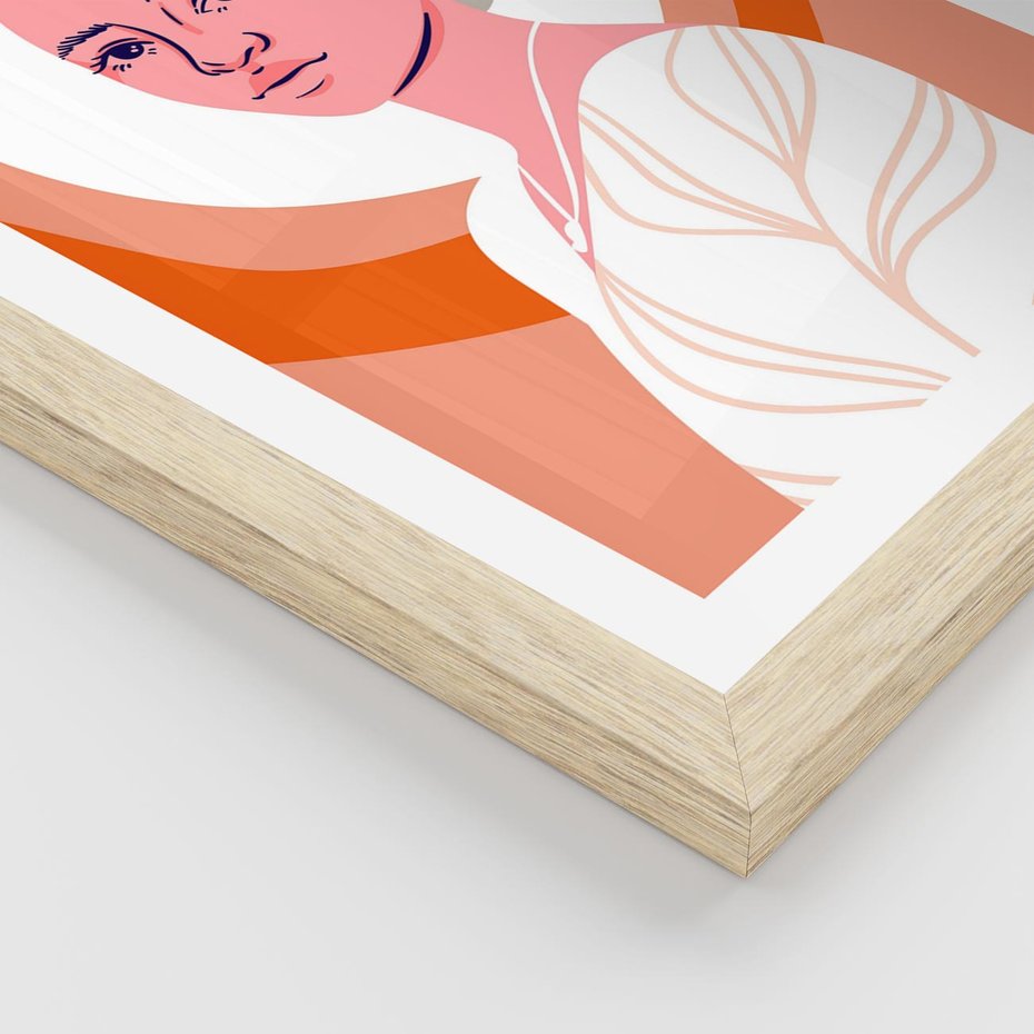 Plakat w ramie 30x40 - Kobieca Harmonia - nowoczesny plakat, styl retro - rama drewno