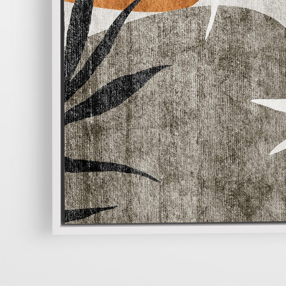 Obraz w ramie 50x50 - Oddechy ciszy i ruchu - rzut liści palmy, monstery - rama biała