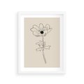 Plakat w ramie 30x40 - Przenikający Dialog - szkic kwiatu, mnimalistyczny szkic - rama biała