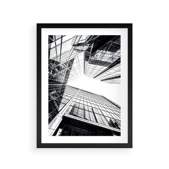 Plakat w ramie 40x50 - Wznoszący się Wysoko - architektura, wysoki wieżowiec - rama czarna