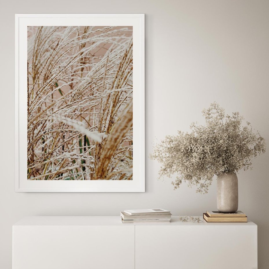 Plakat bez ramy 21x30 - Beżowa Trawa - suche trawy, zbliżenie