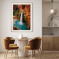 Plakat w ramie 40x50 - Wodospad wśród majestatycznych gór - wodospad, górski - rama drewno