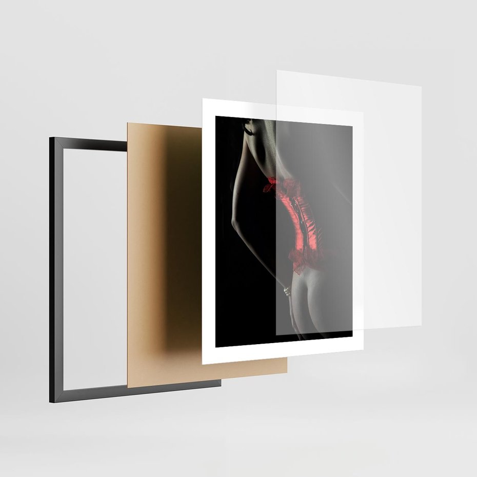 Plakat w ramie 40x50 - Piękno i Siła - akt, kobieta - rama czarna