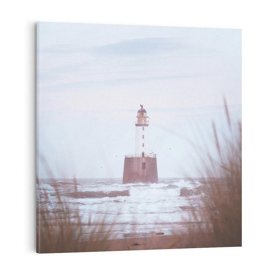 Obraz na płótnie 80x80 - Magiczna Aura - latarnia, mgła