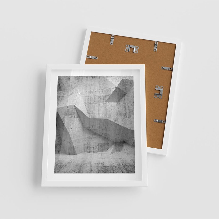 Plakat w ramie 40x50 - Geometryczna harmonia sztuki - geometria, sztuka - rama biała