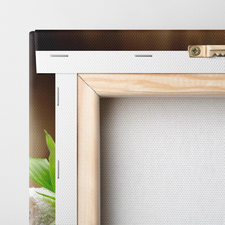 Obraz na płótnie 30x30 - Spokojny zakątek SPA z bambusem i kamieniami - bambus, kamienie