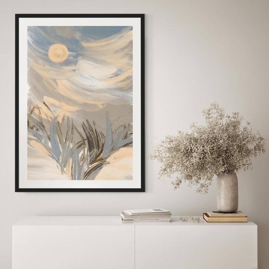 Plakat w ramie 30x40 - Światłości Taniec - akwarela, obraz - rama czarna