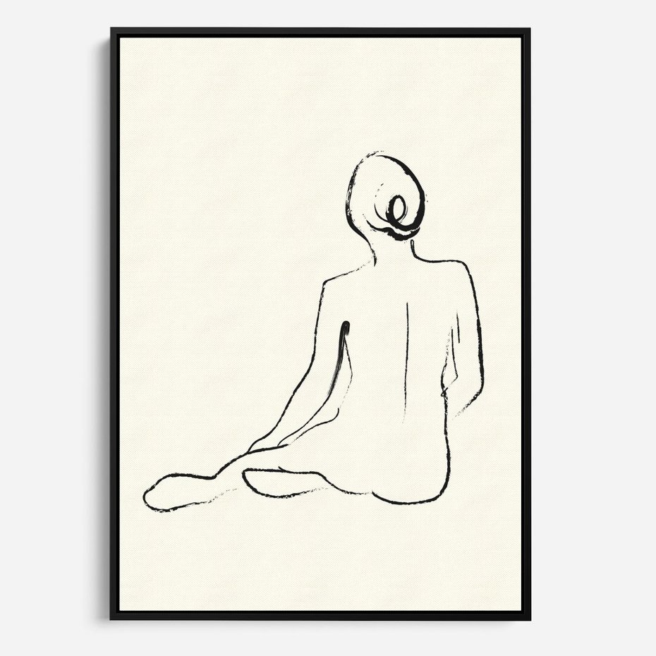 Obraz w ramie 70x100 - Akt w Minimalizmie - kobieta akt, minimalizm - rama czarna