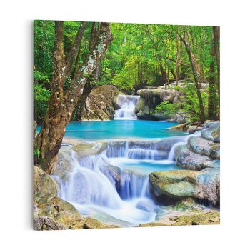 Obraz na płótnie 40x40 - Siła Rzeki i Urok Wodospadu - rzeka, wodospad